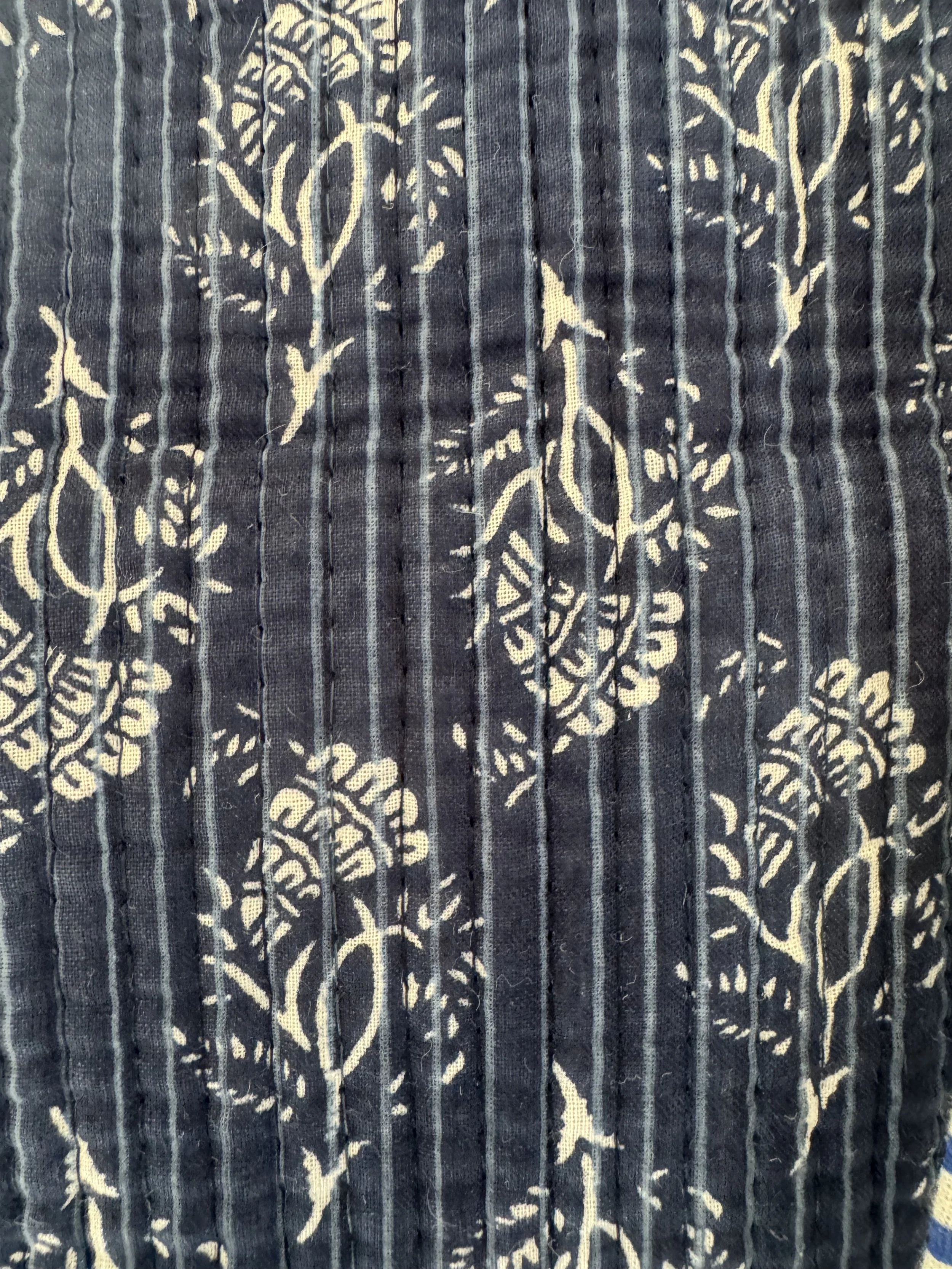 close up of botanical print on screen printed quilted cotton tote bag by Jewelled Buddha