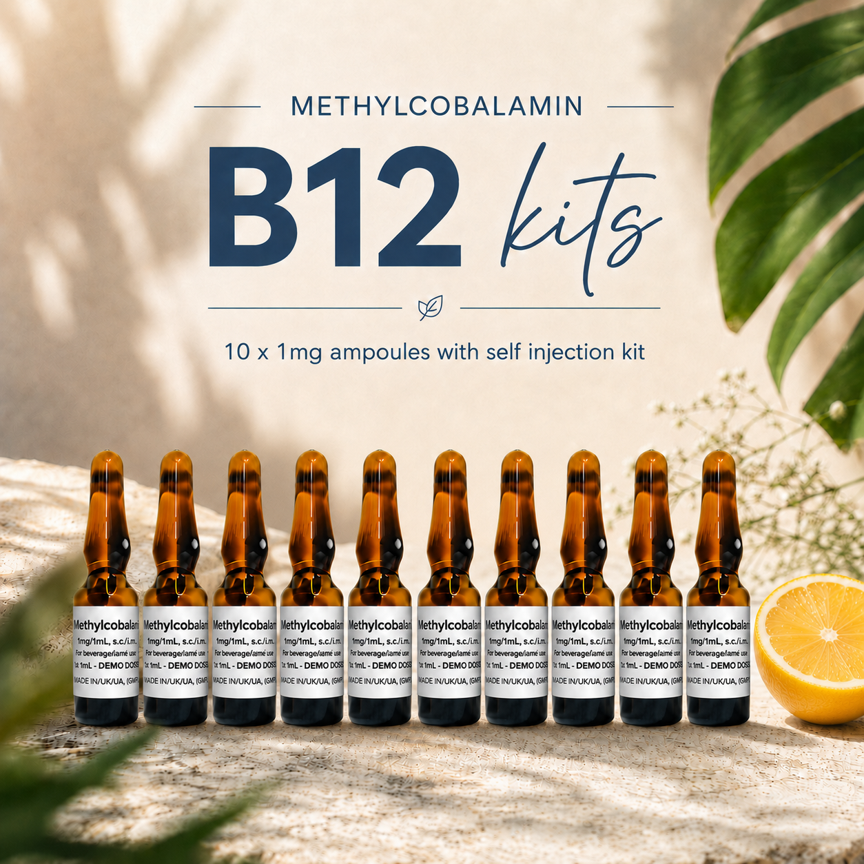 B12 METHYLCOBALAMIN Self-Injection kit 1mg x 10 Ampoules