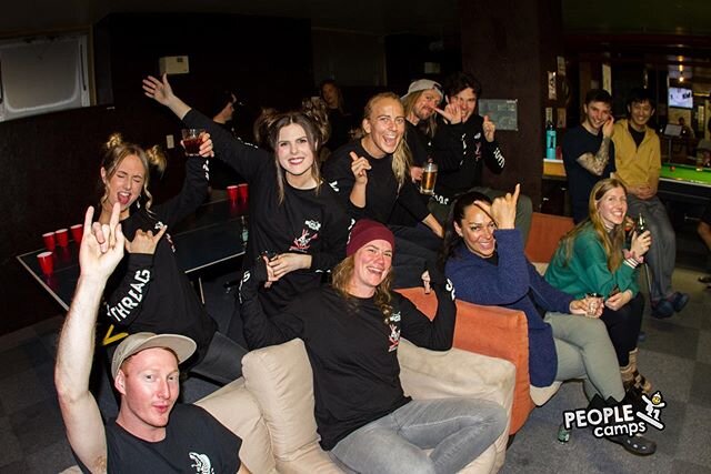 Last Weeks Beer Pong 🍻 Tournament was a huge success! Everybody wearing their new @yukithreads @peoplecamps Long Sleeves to keep the comradery and spirits high! #1team1dream #peoplecamps2020