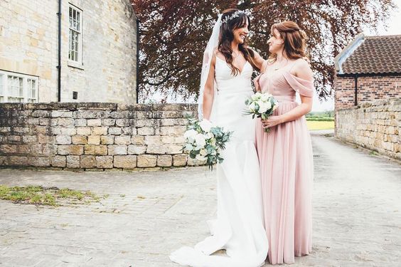 Bardot in Smoked Blush for Laura's maid of honour. Photo - Leanne Jade Photography