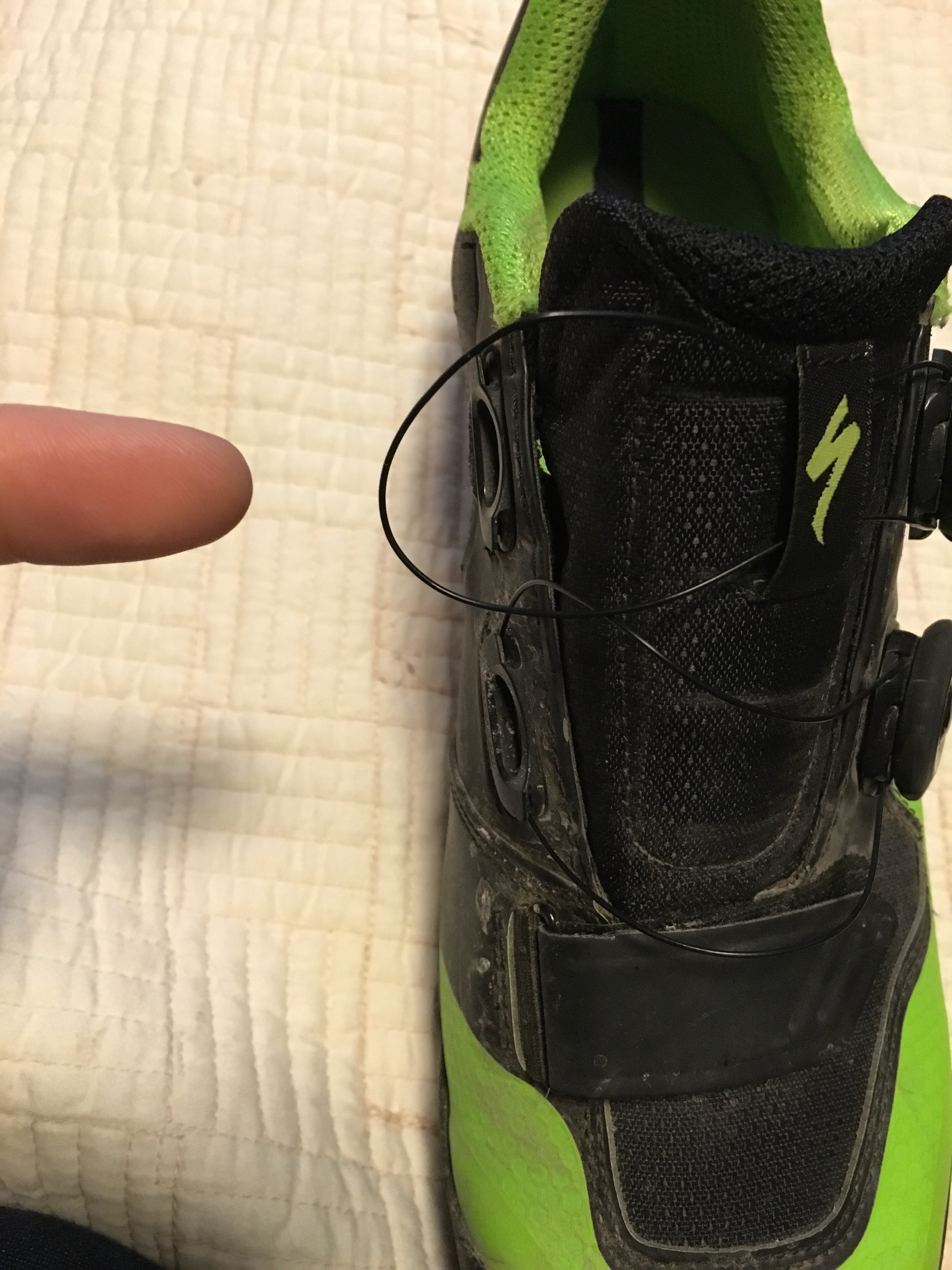 This is the easiest way to get your foot into the 2FO's. Unloop the lace, insert foot, loop lace and tighten. 