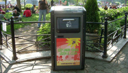 Photo from Engadget.com report on 7/16/16 that BigBelly is seeking a NYC grant to turn their solar-powerd trash receptacles into WiFi hotspots