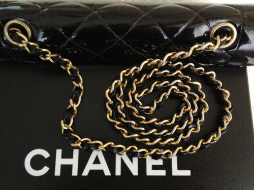 FDC Jeweled Gold Chain Patent Pleather Handbag