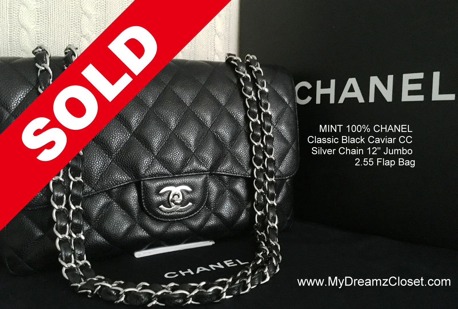 SOLD Caviar 5 - May 2017 - Black Classic Caviar Silver Chain 2.55 Double Flap Medium Large Bag