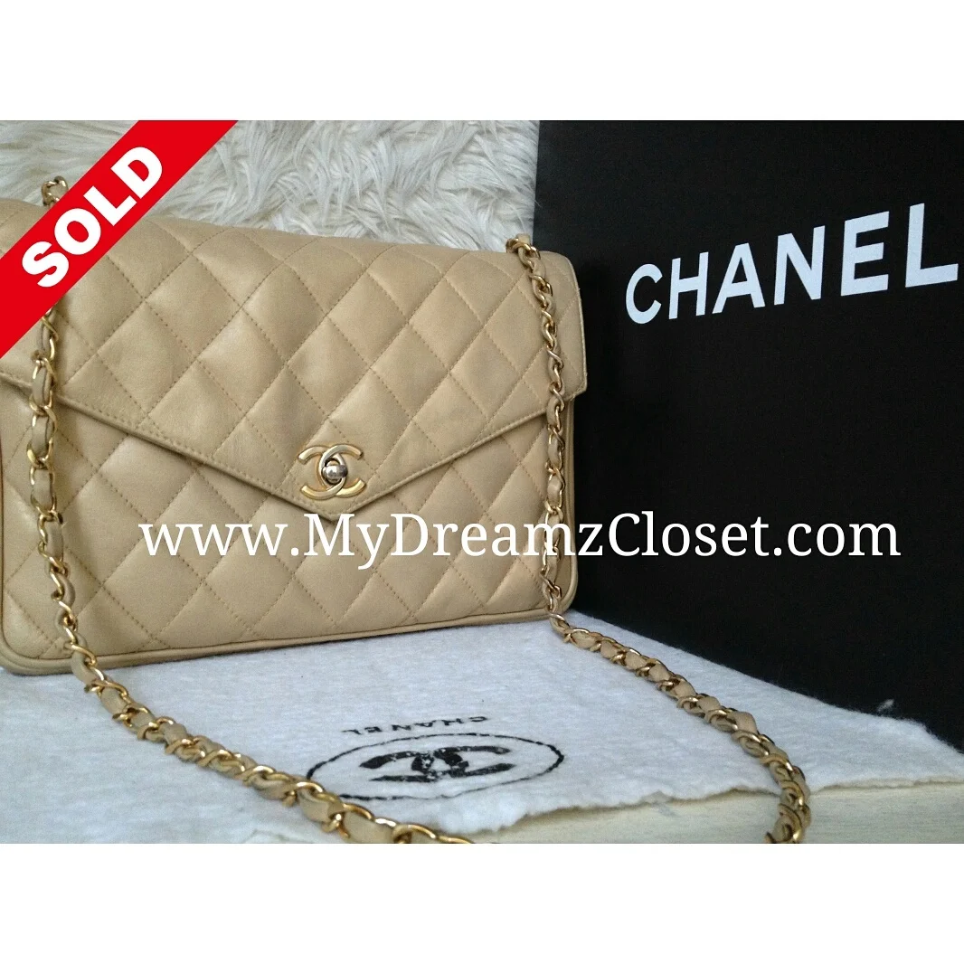 Chanel Beige Lambskin Flap