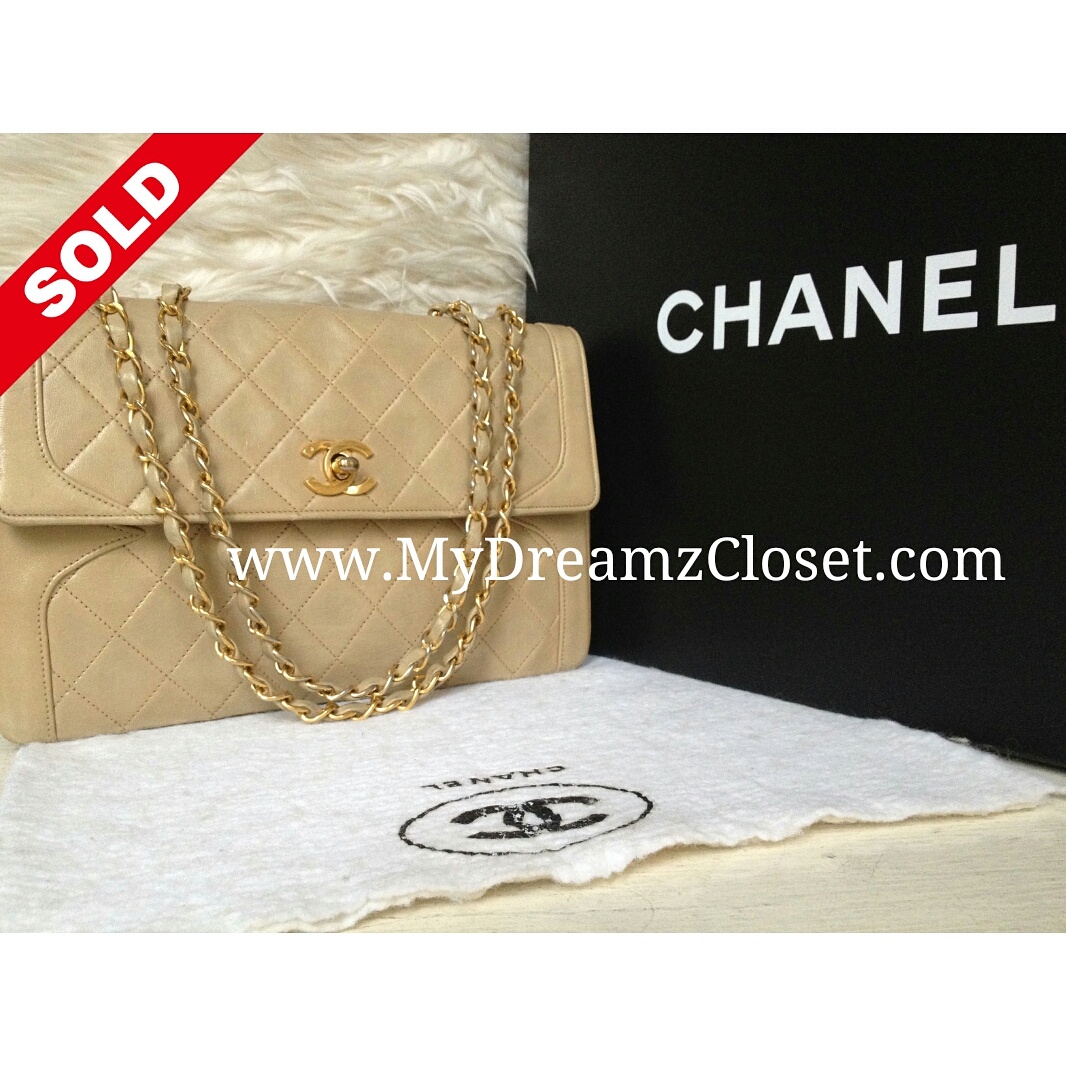 Chanel Beige Lambskin Flap