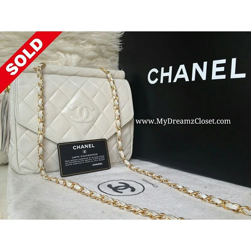 Chanel White Lambskin Flap