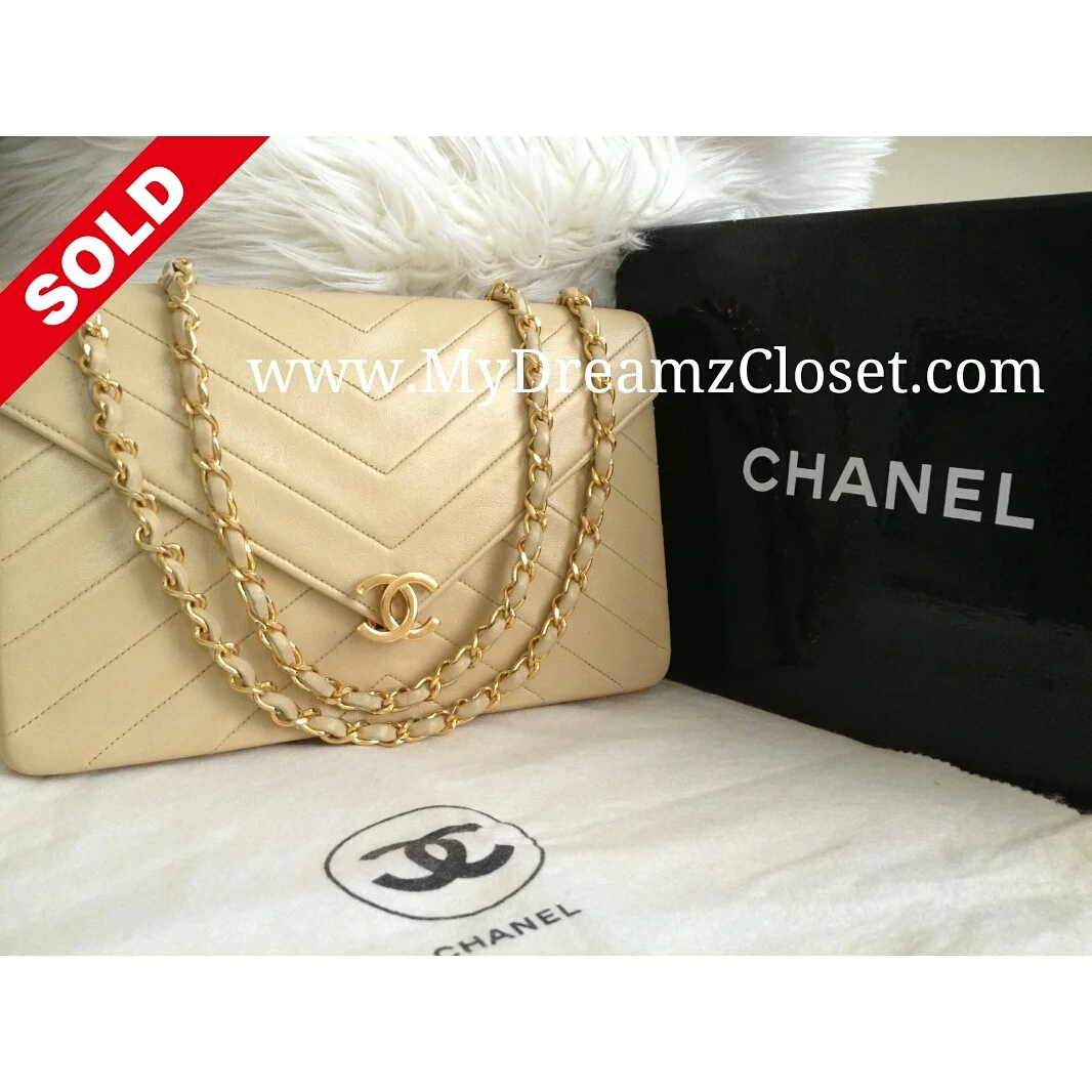 Chanel Beige Lambskin Flap