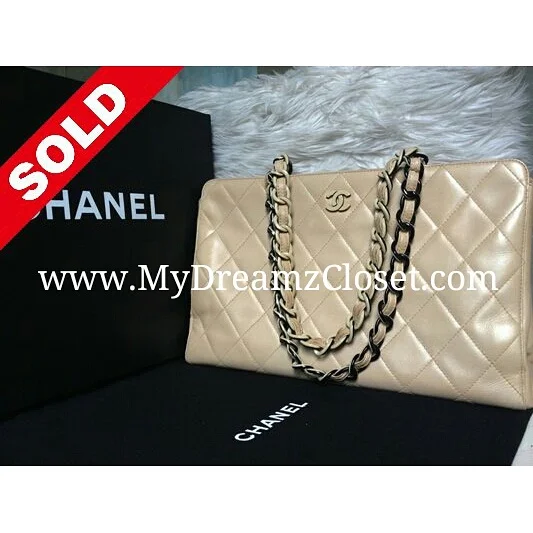 Chanel Beige Lambskin Tote