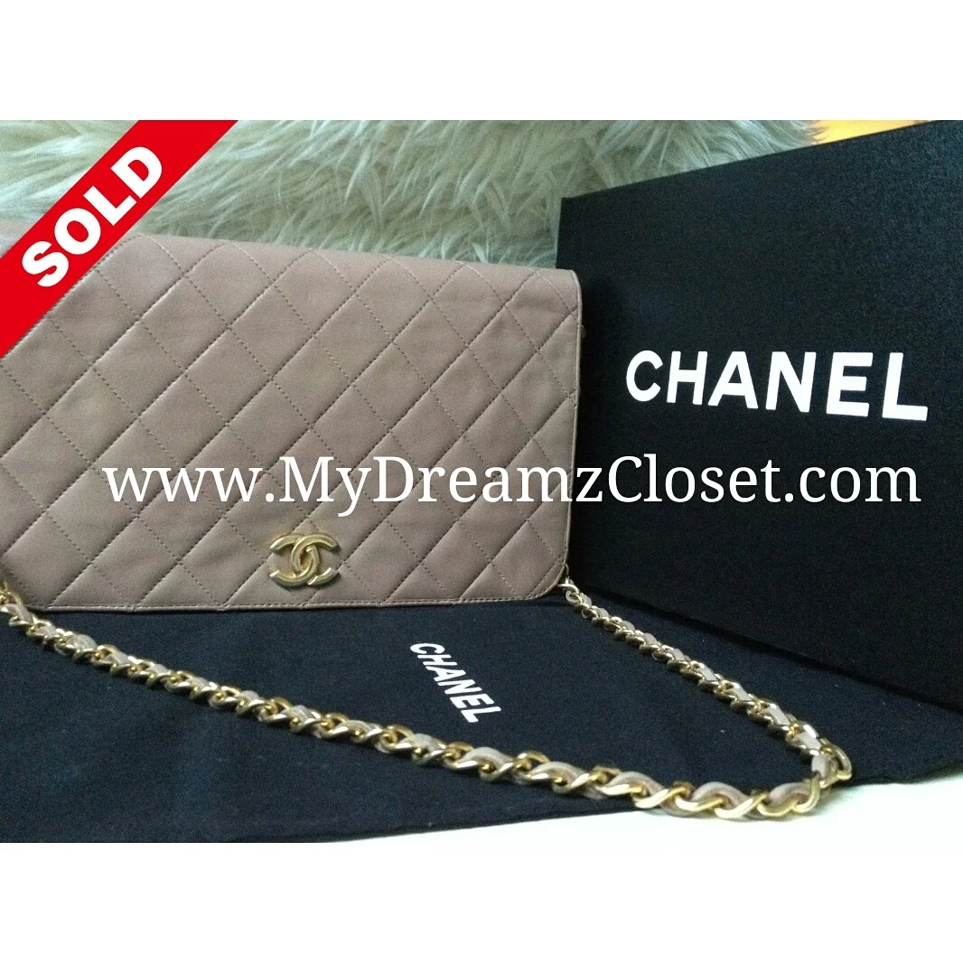 Chanel Beige Lambskin Flap