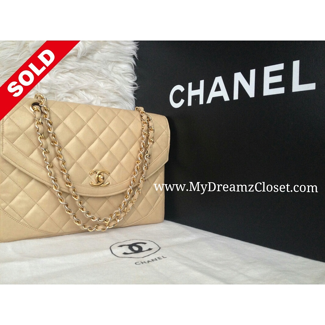Chanel Beige Lambskin Flap