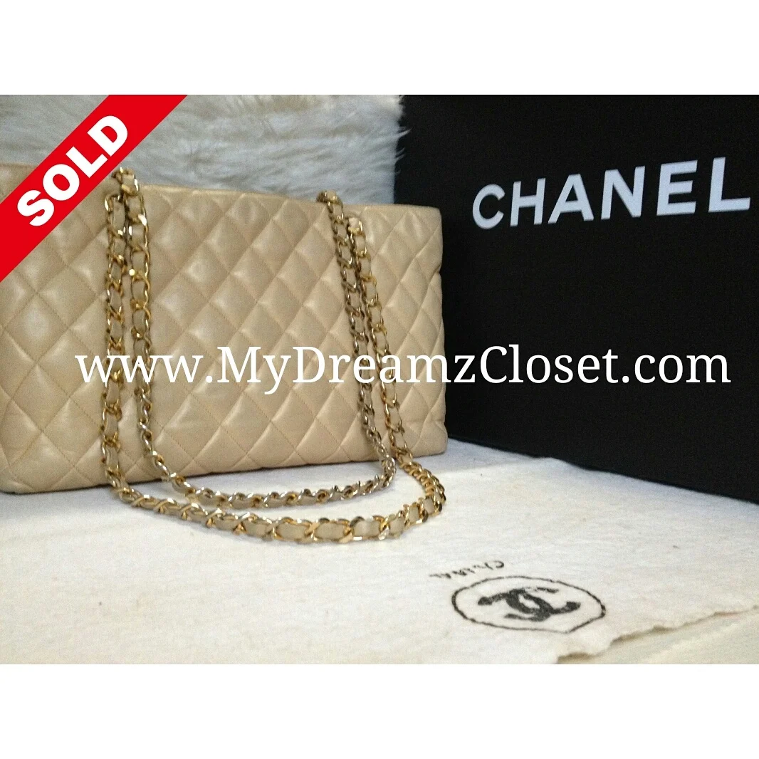 Chanel Beige Lambskin Tote