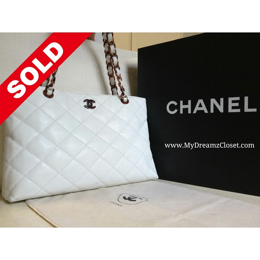 Chanel White Lambskin Tote