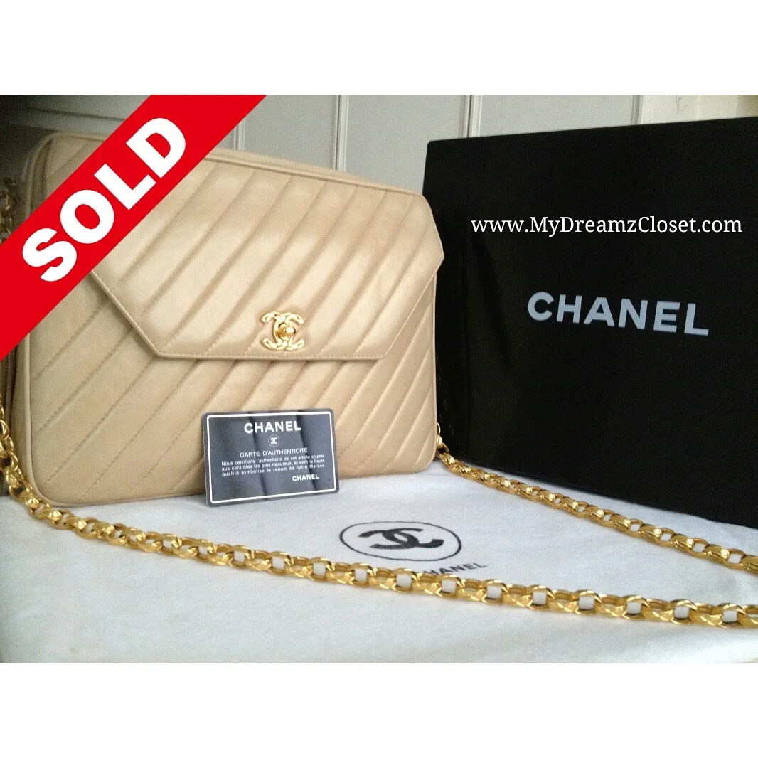 Chanel Beige Lambskin Flap