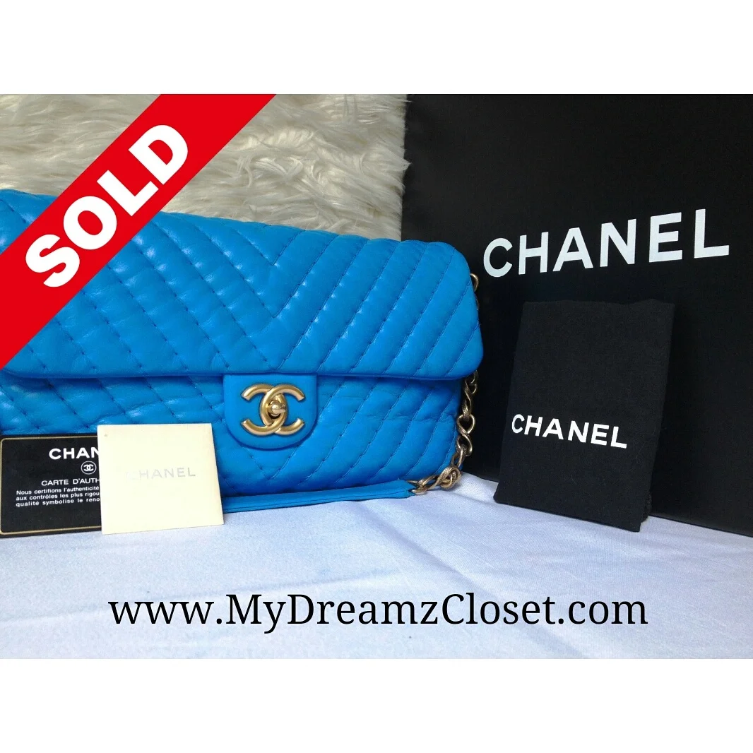 Chanel Blue Lambskin Flap
