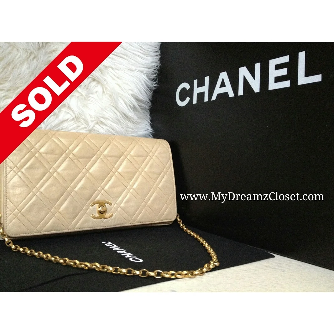 Chanel Beige Lambskin Flap