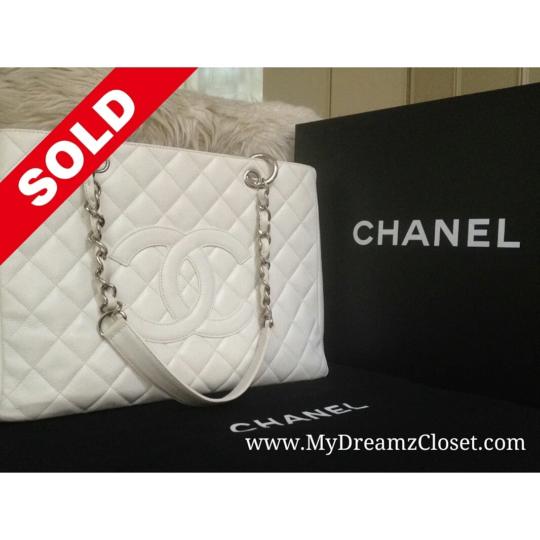 Chanel White Lambskin Tote