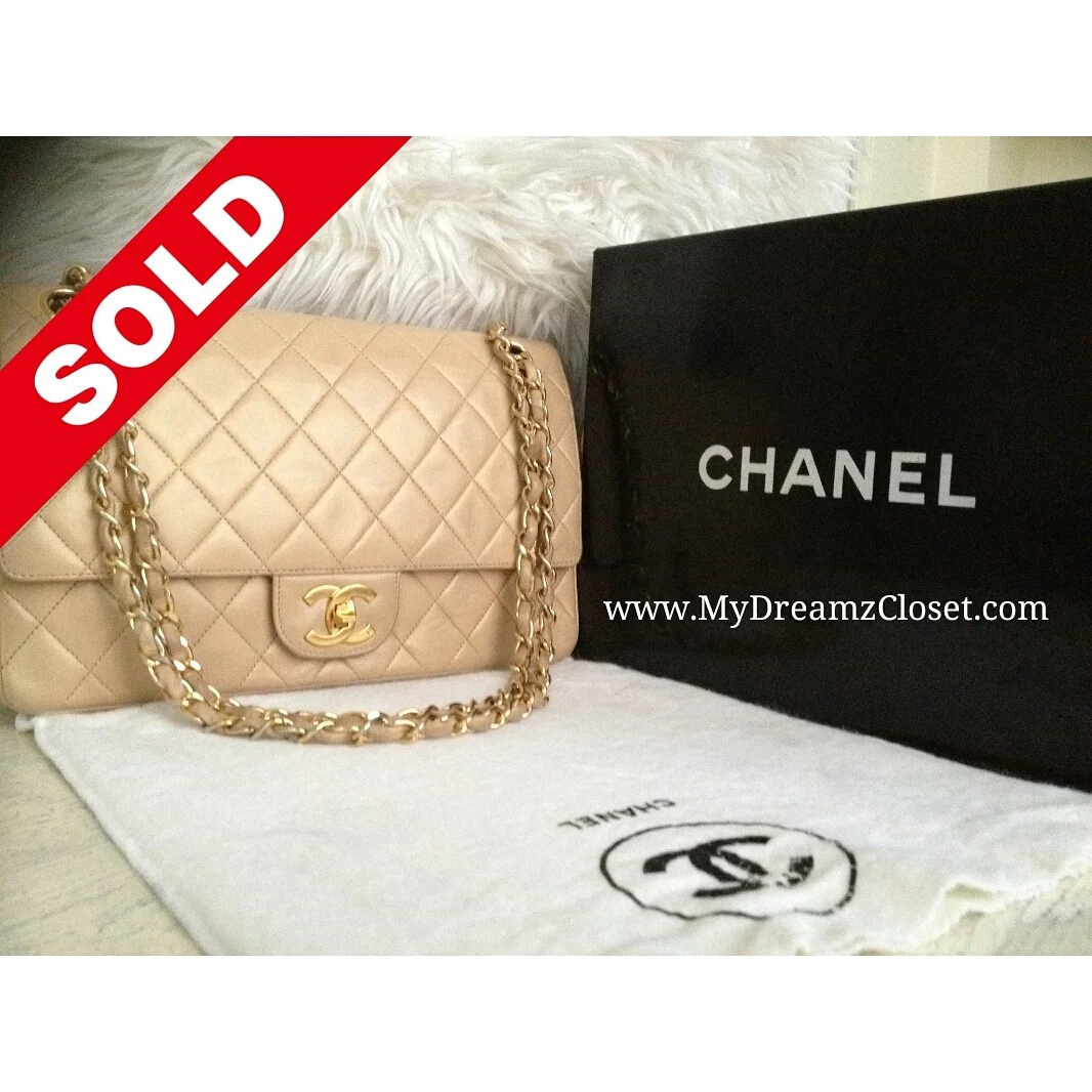 Chanel Beige Lambskin Flap