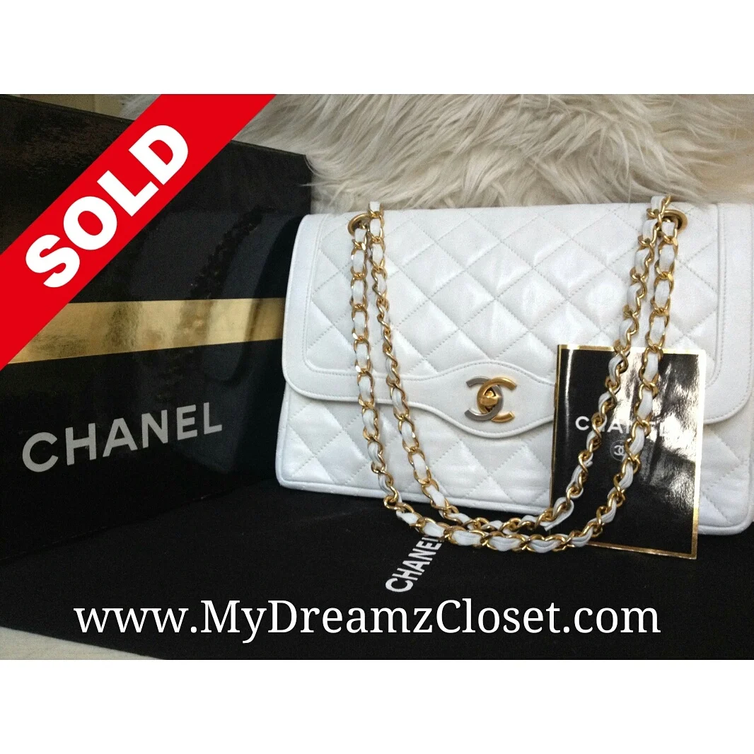 Chanel White Lambskin Flap