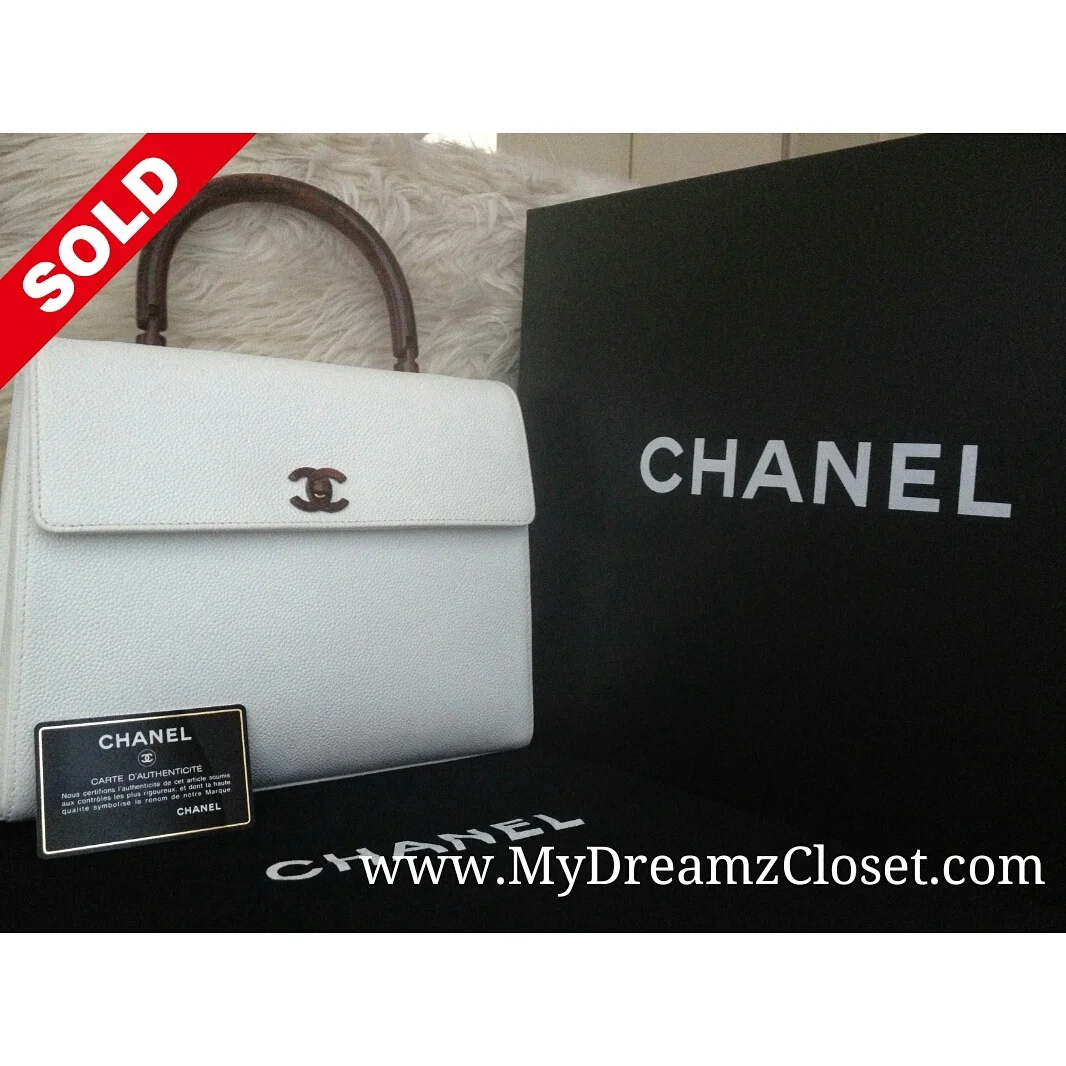 Chanel White Caviar Flap