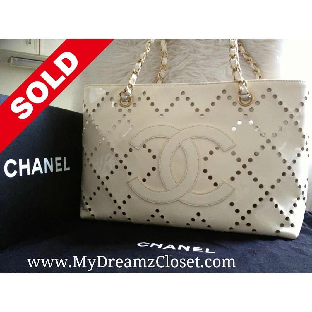 Chanel White Patent Tote