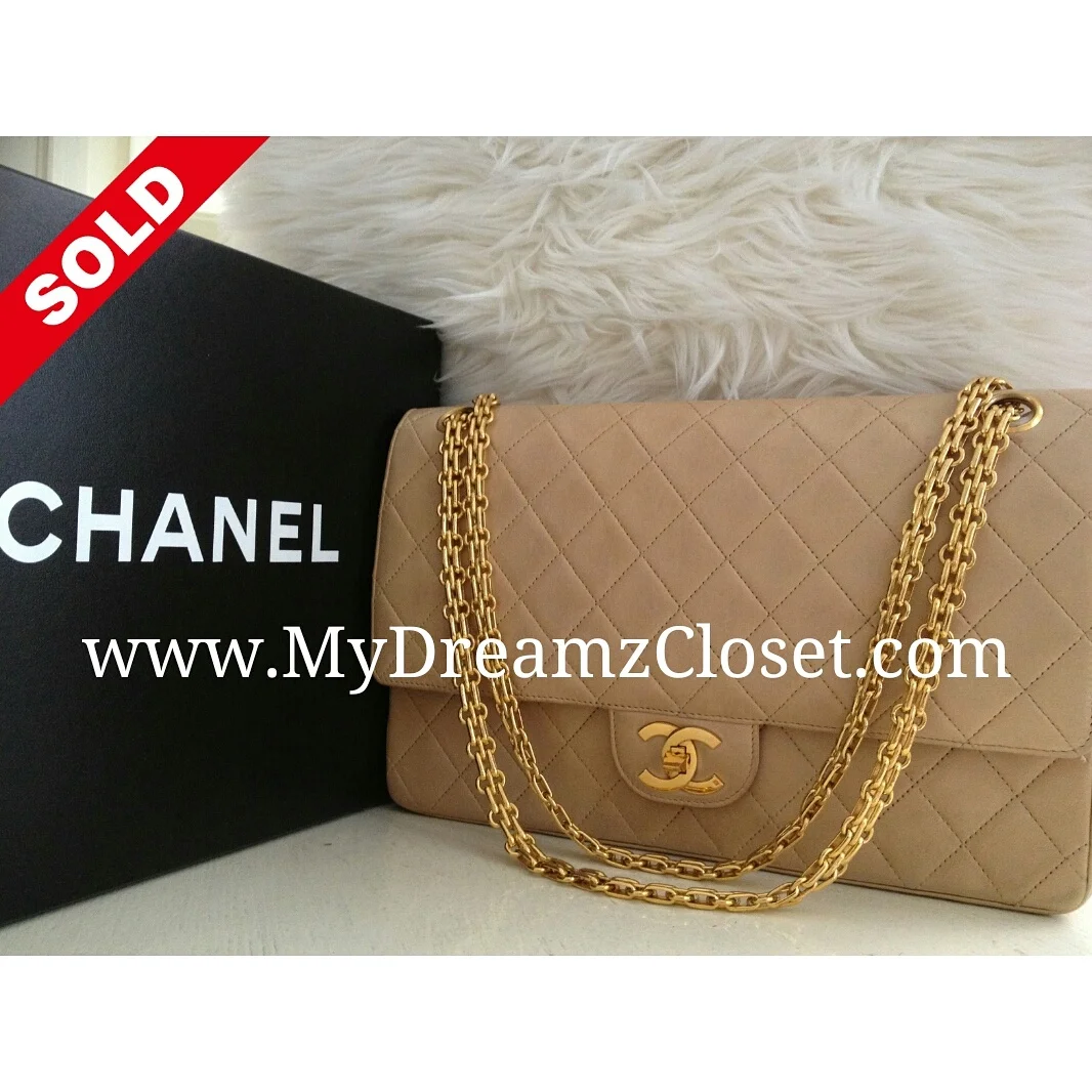 Chanel Beige Lambskin Flap