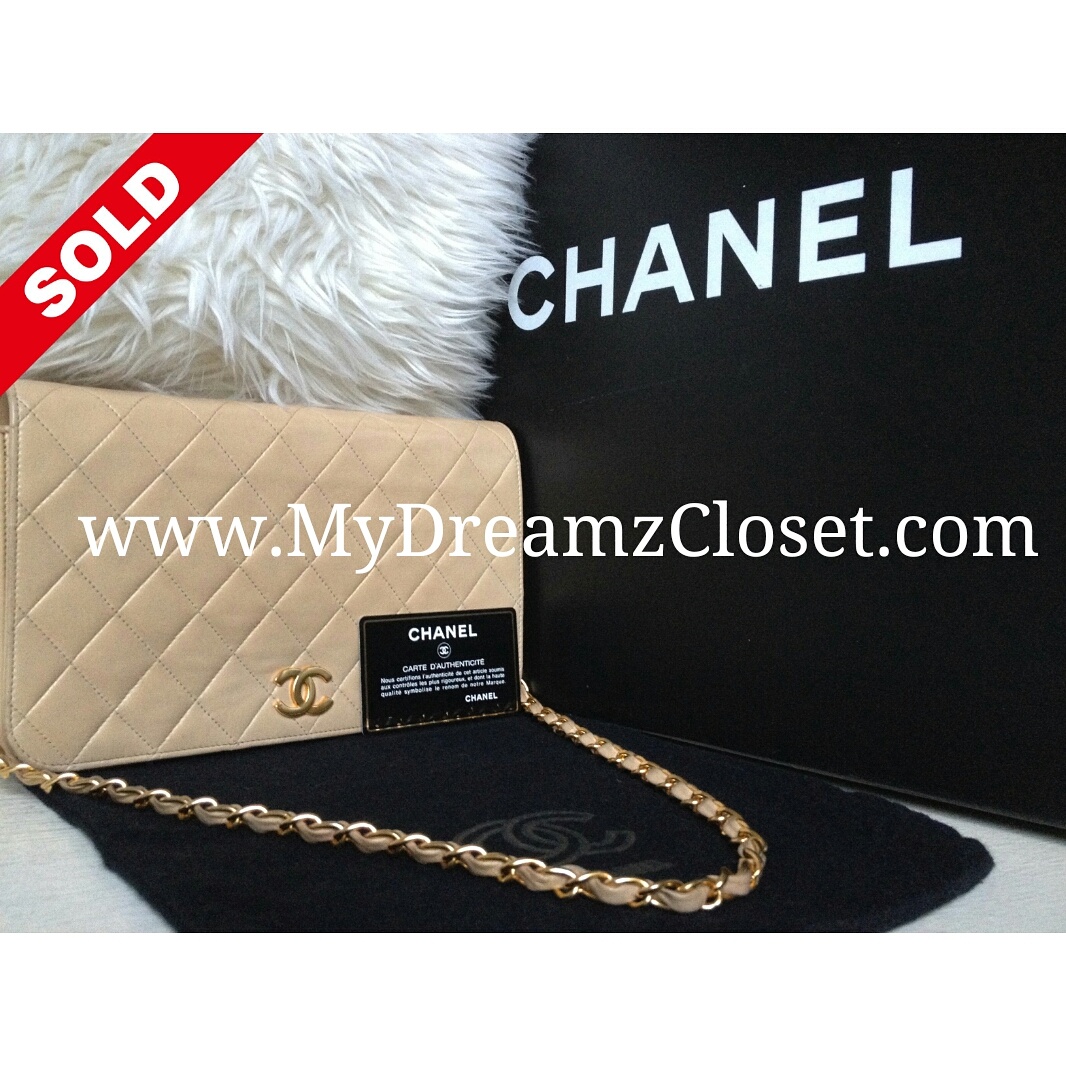 Chanel Beige Lambskin Flap