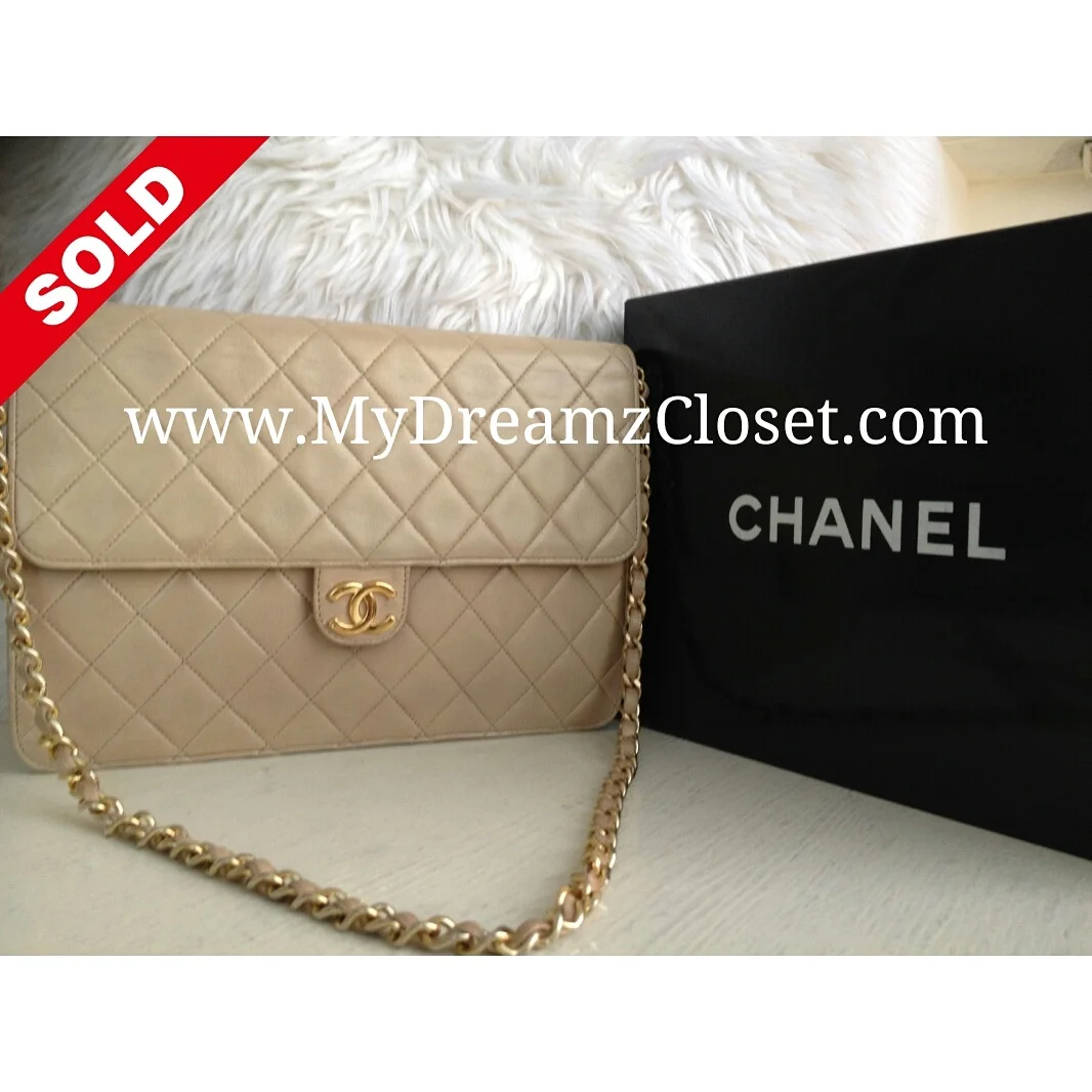 Chanel Beige Lambskin Flap