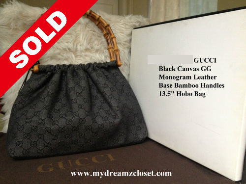 Gucci Bamboo GG Monogram Canvas Clutch Bag Black - DDH