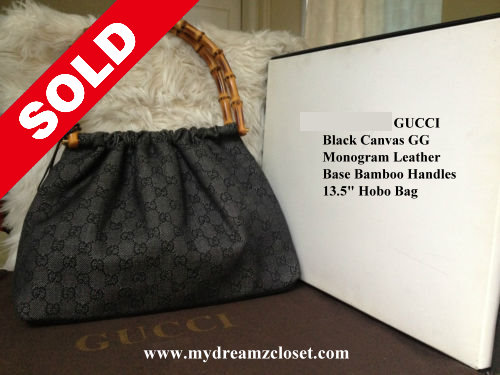 gucci canvas bag with bamboo handle