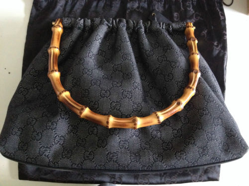gucci black bamboo handle bag