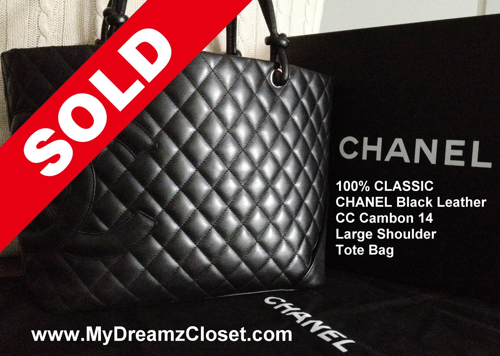 SOLD Lambskin 172 - 100% CLASSIC CHANEL Black Leather CC Cambon 14 Large Shoulder Tote BagSOLD Lambskin 172 - 100% CLASSIC CHANEL Black Leather CC Cambon 14 Large Shoulder Tote Bag