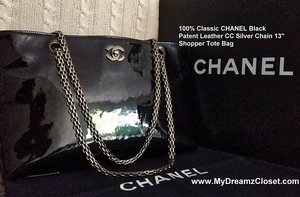 CHANEL Vintage Patent Leather Chain Tote – lizsonnenbags