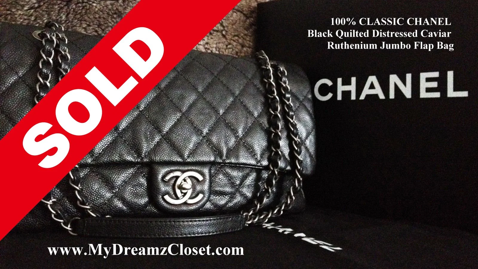 SOLD CAVIAR 23 - 100% CLASSIC CHANEL Black Quilted Distressed Caviar Ruthenium Jumbo Flap Bag