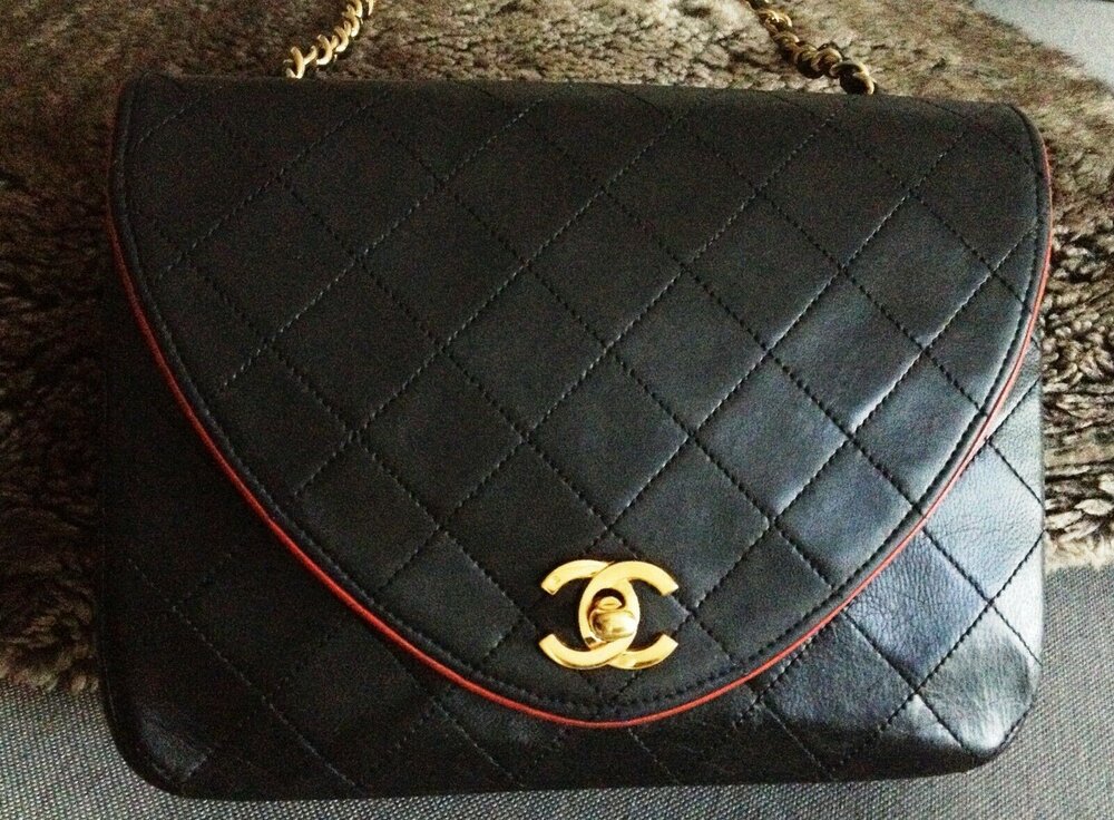 SOLD - RARE CLASSIC CHANEL Black Quilted Lambskin CC 24K Gold Chain  Crossbody Flap Bag - My Dreamz Closet