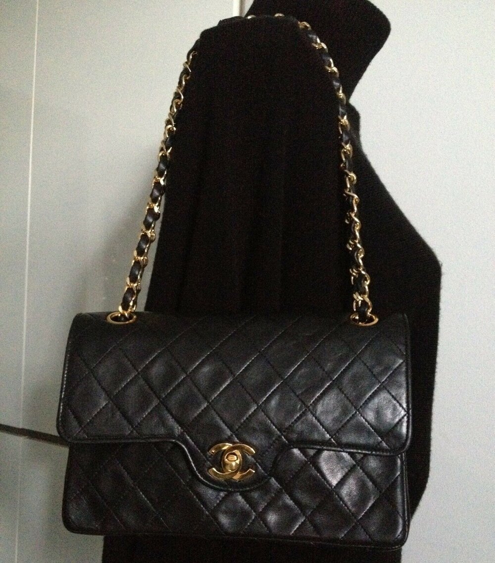 SOLD - FULL SET CHANEL Black Quilted CC Turnlock 24k Gold Chain Small  Double Flap Bag - My Dreamz Closet