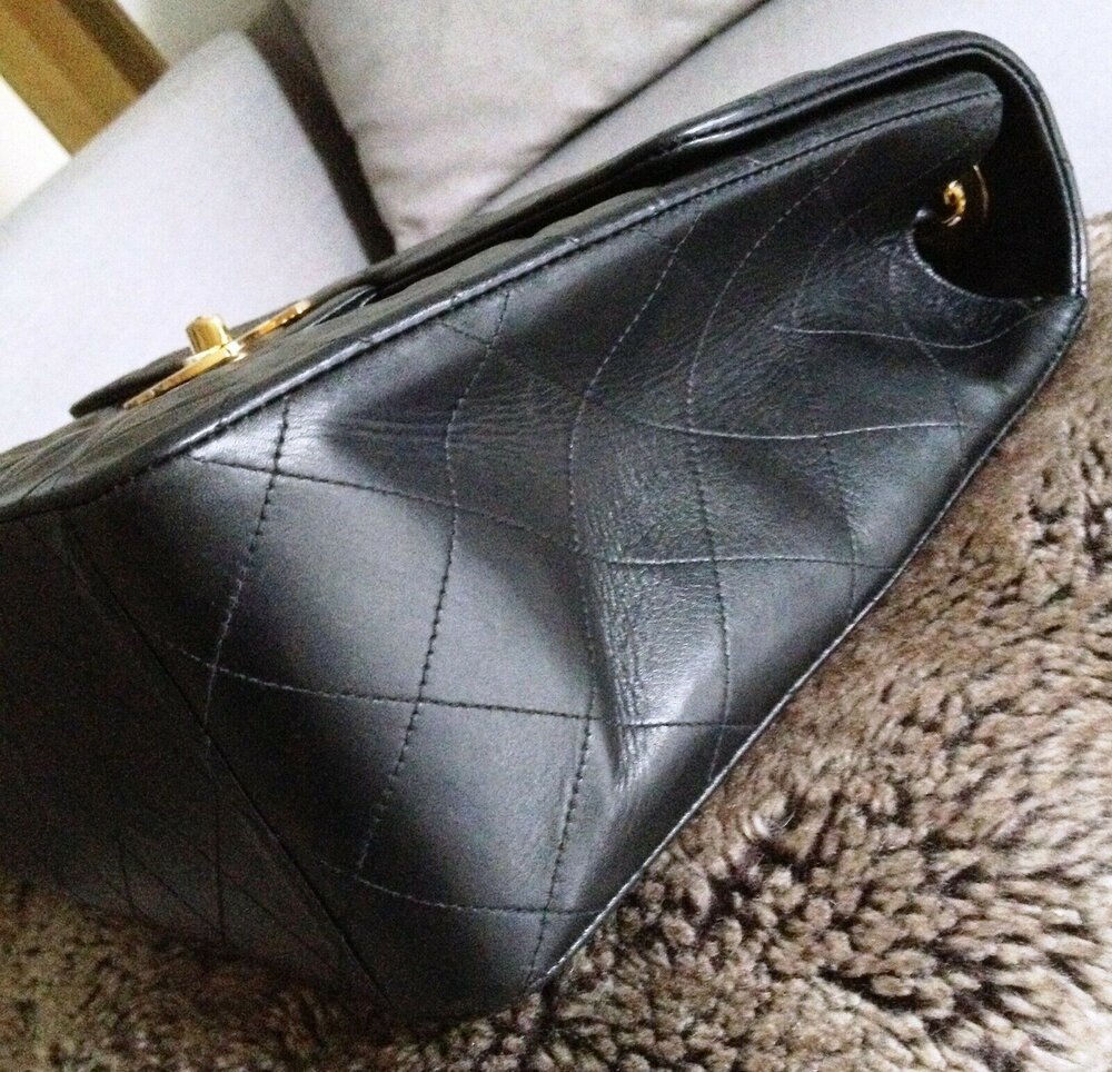 SOLD - CHANEL Black Quilted Lambskin Leather Big CC 24k Gold Chain Maxi  Jumbo Flap Bag - My Dreamz Closet