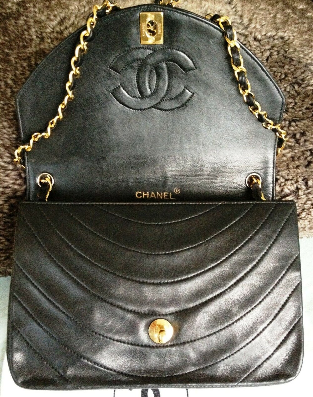 CHANEL Classic Black Lambskin Leather 24K Gold Chain Crossbody Small Flap  Bag - My Dreamz Closet