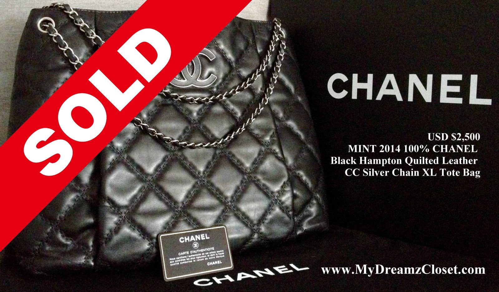 SOLD Lambskin 1 - MINT 2014 100% CHANEL Black Hampton Quilted