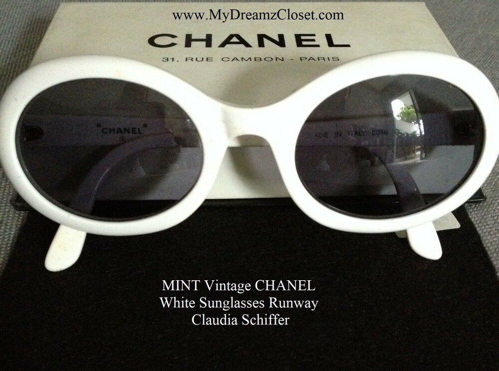 MINT Vintage CHANEL White Sunglasses Runway Claudia Schiffer - My