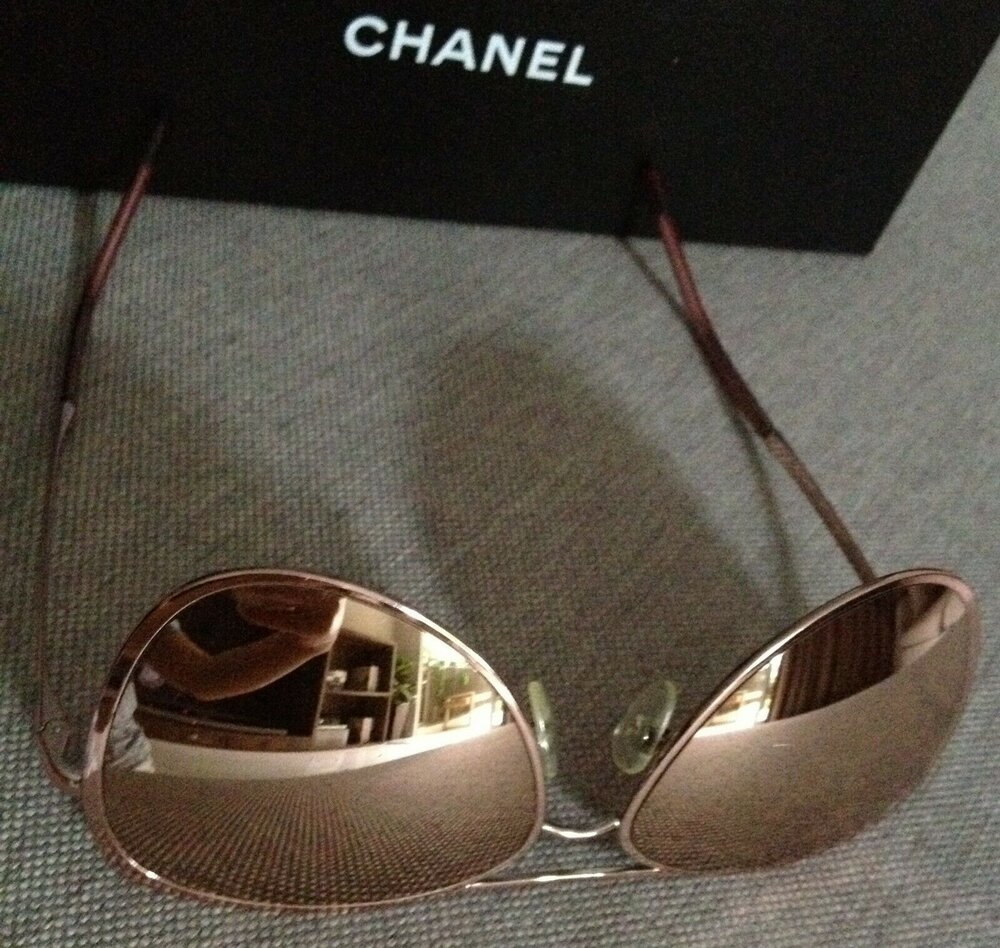 SOLD OUT CHANEL 18K Rose Pink Gold Mirror Pilot Summer Sunglasses