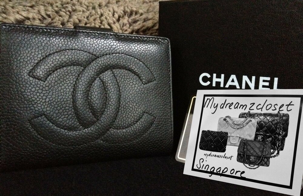 Full Set Classic CHANEL Black Caviar Leather Bi Fold Wallet with  Card/Bill/Coin, - My Dreamz Closet