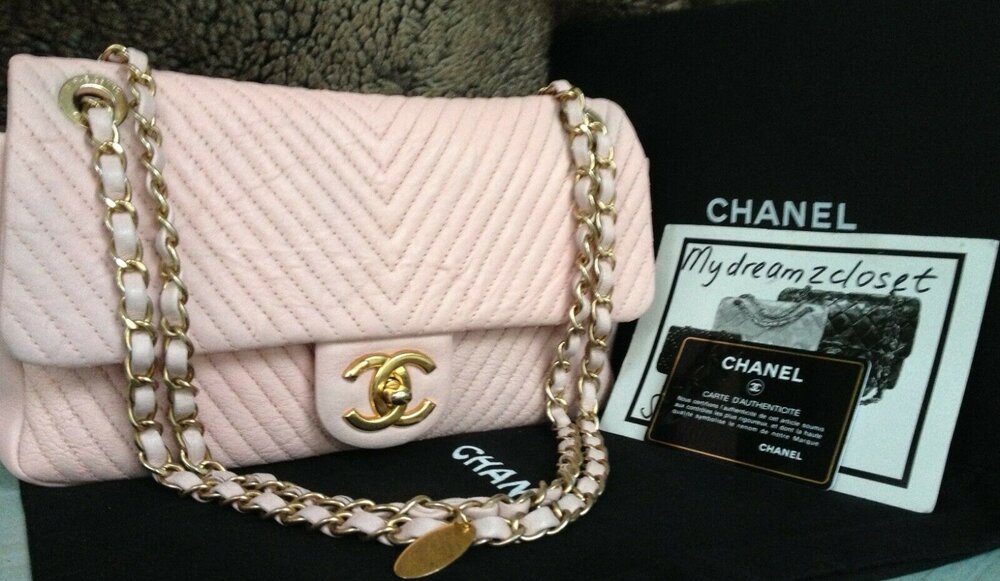Full Set CHANEL Classic Chevron Distressed Calfskin Gold Chain Medium Flap  Bag - My Dreamz Closet