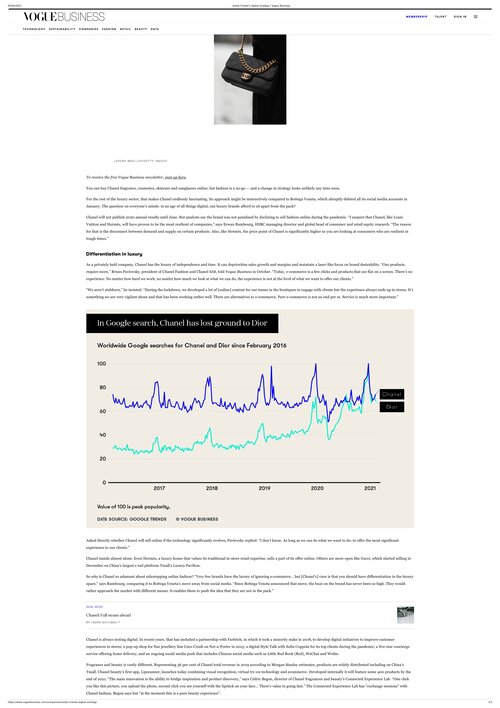 Chanel - Digital Marketing.pdf - Chanel Digital Marketing Strategies  Costina Marcu Table Of Contents 1. Brand's Performance. 2 2. Swot Analysis  - - BUSINESS1