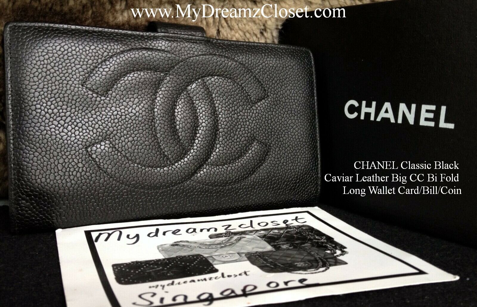 CHANEL, Accessories, Chanel Chocolate Bar Womens Leather Long Wallet  Bifold Black