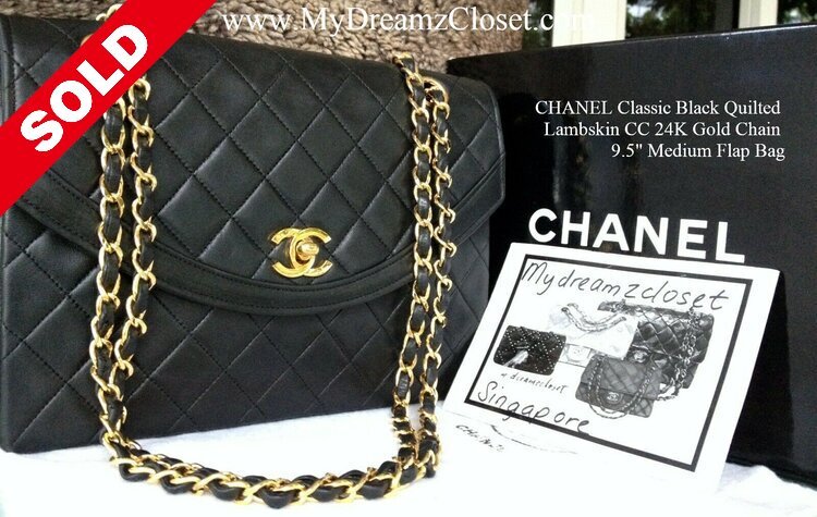 Chanel Flap Bag Big Chain Medium Black Lambskin Gold
