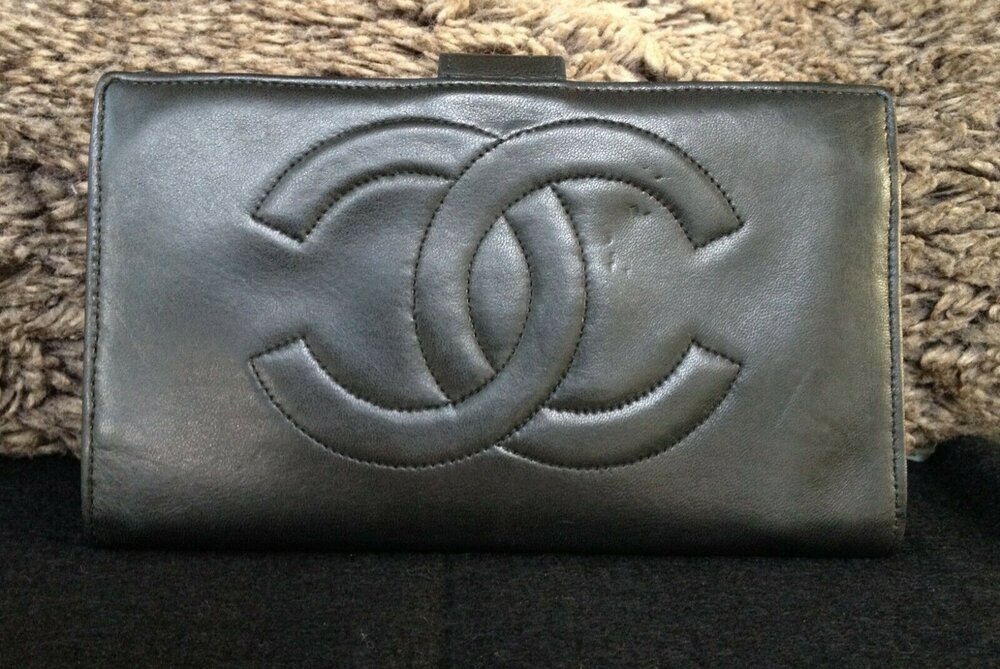 FULL SET CHANEL Classic Black Lambskin Big CC Bi Fold Long Wallet Card/Bill/ Coin - My Dreamz Closet