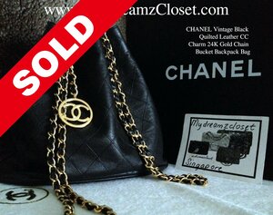 FULL SET CHANEL Vintage Black CC Charm 24K Gold Chain Bucket