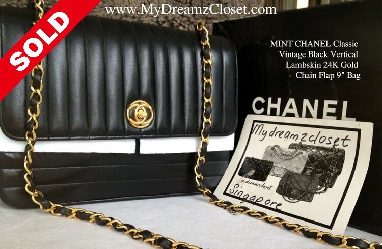 MINT CHANEL Classic Vintage Black Vertical Lambskin 24K Gold