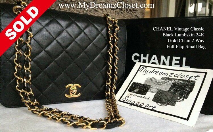 CHANEL Classic Black Lambskin Leather CC 24K Gold Chain Medium Double Flap  Bag - My Dreamz Closet
